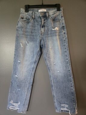 KanCan Light Blue Distressed Straight Jeans